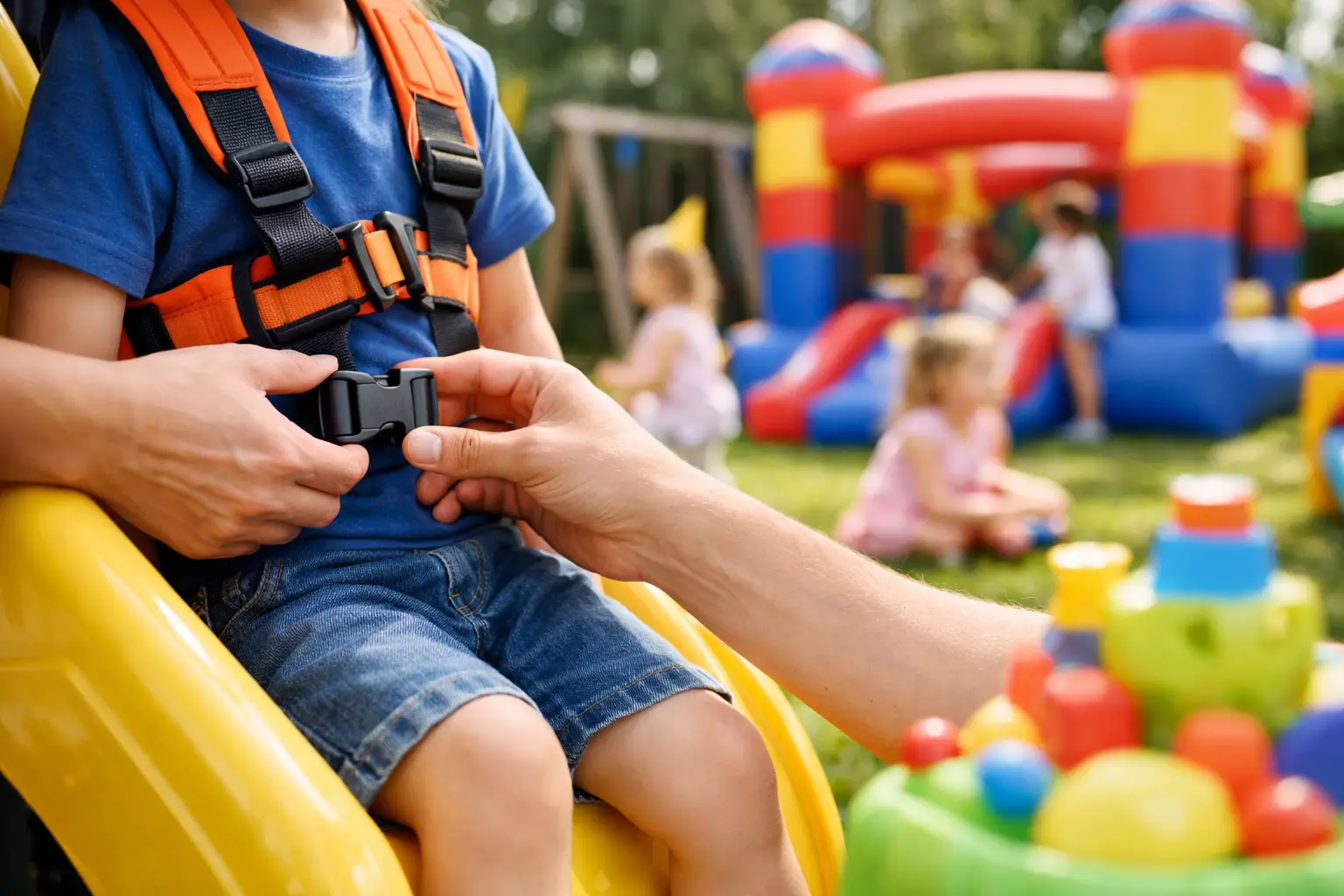 Segurança em brinquedos infantis na festa